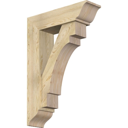 Ekena Millwork Merced Traditional Rough Sawn Bracket w/ Offset Brace, Douglas Fir, 8"W x 28"D x 40"H BKT0806X28X40MRC01RDF